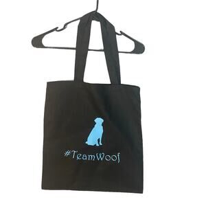Black and Baby Blue Graphic Team Woof Dog Lovers Tote Bag Women